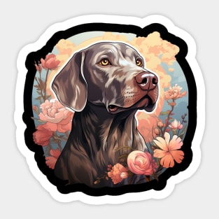 Weimaraner  Dog Vintage Floral Sticker